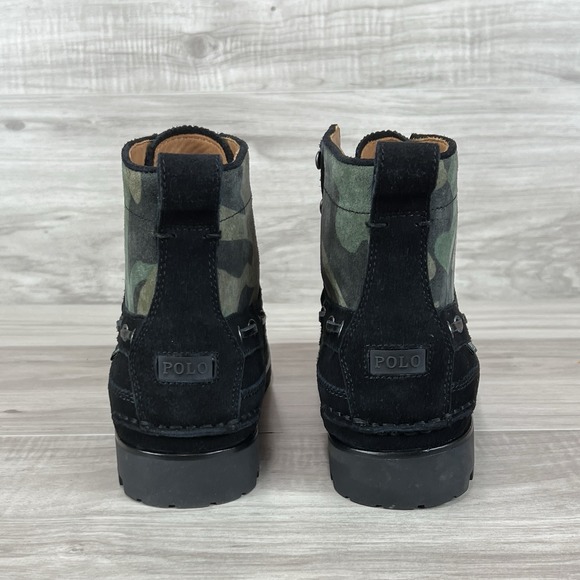 Polo Ralph Lauren Men's 10.5 Ranger Mid Black  Camo Suede Boot Combat - Picture 4 of 9